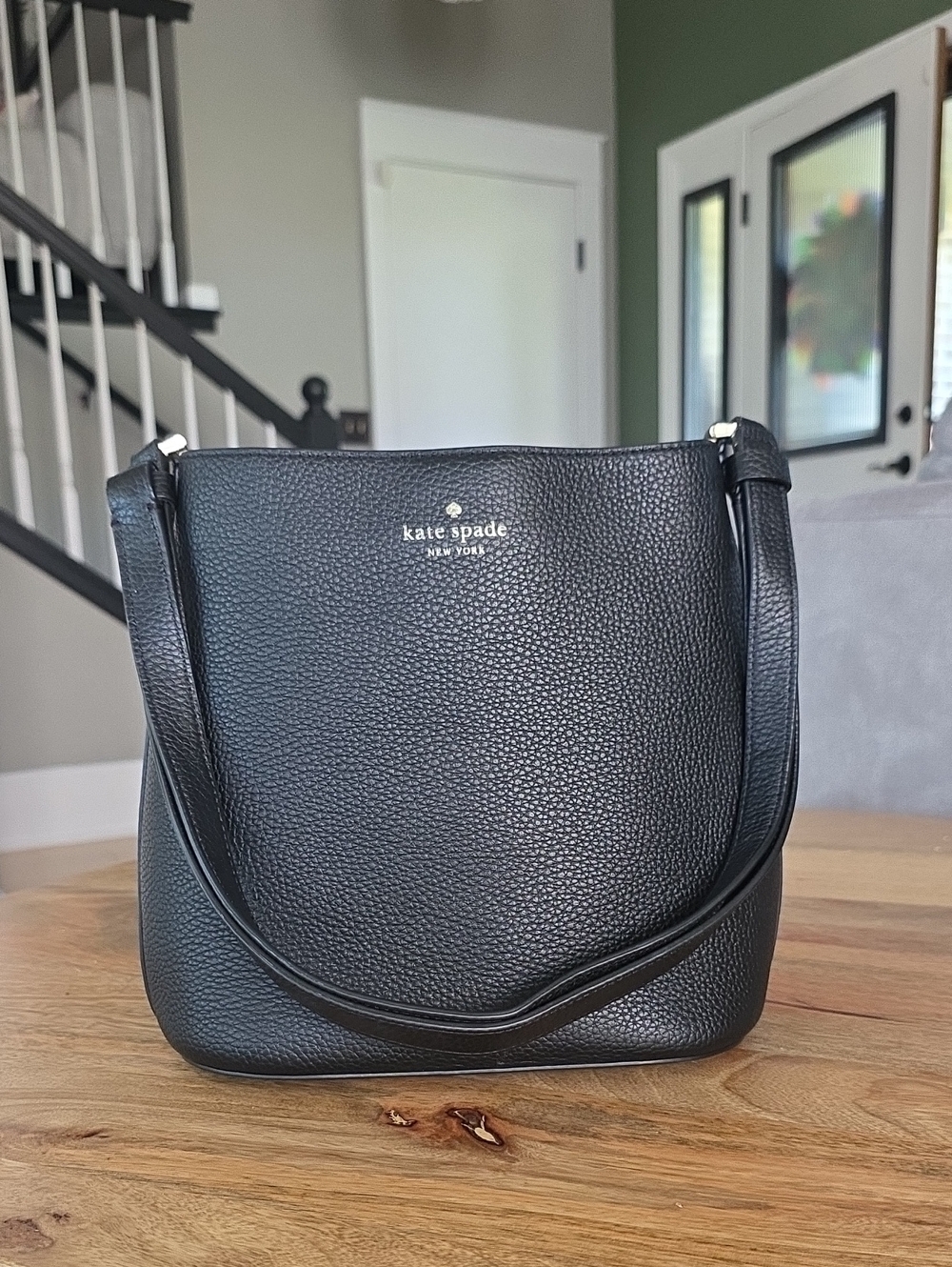 kate spade Black Pebbled Leather Julia Bucket Bag